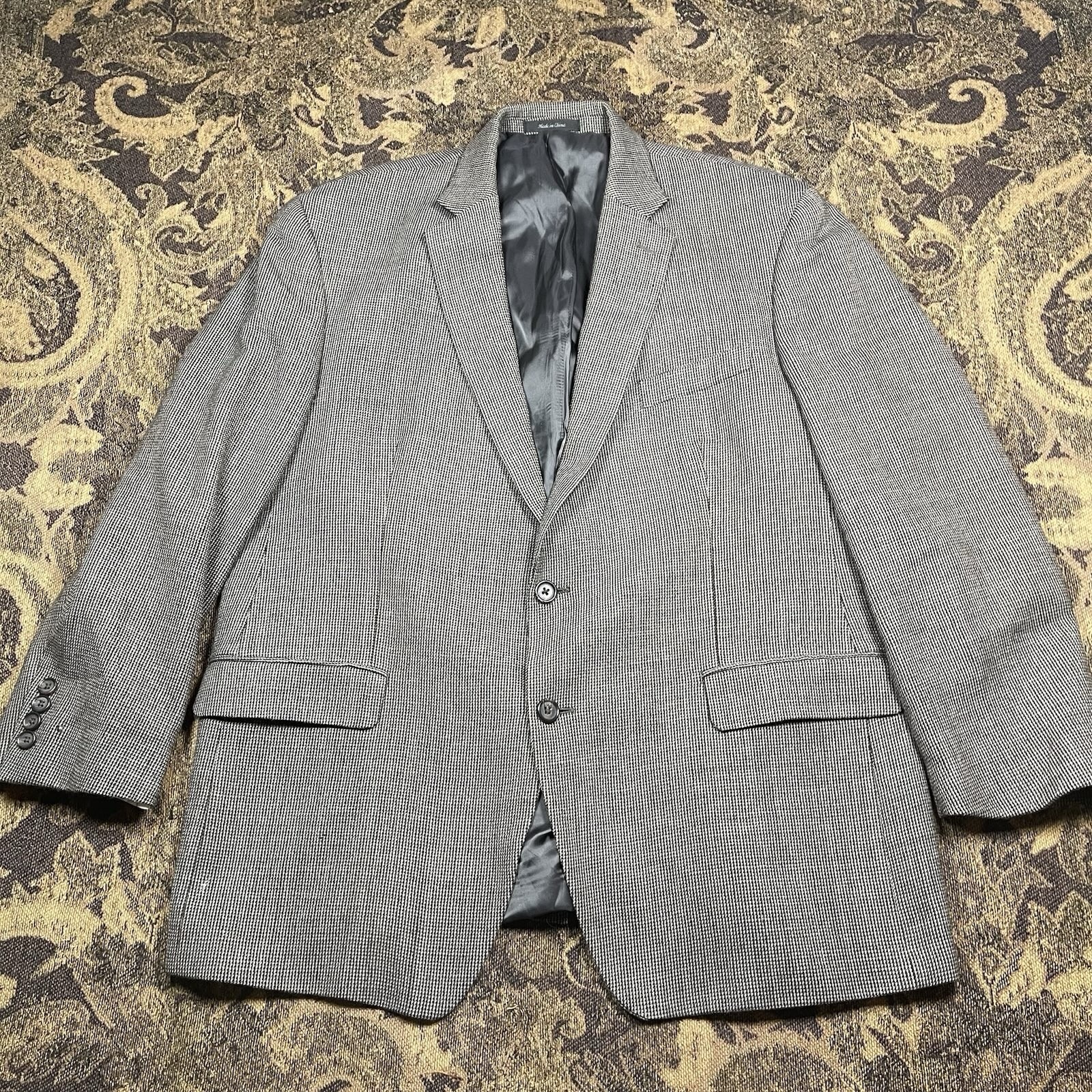 Lauren Ralph Lauren Wool Blazer Mens 46r Gray Jacket Sport Coat Houndstooth